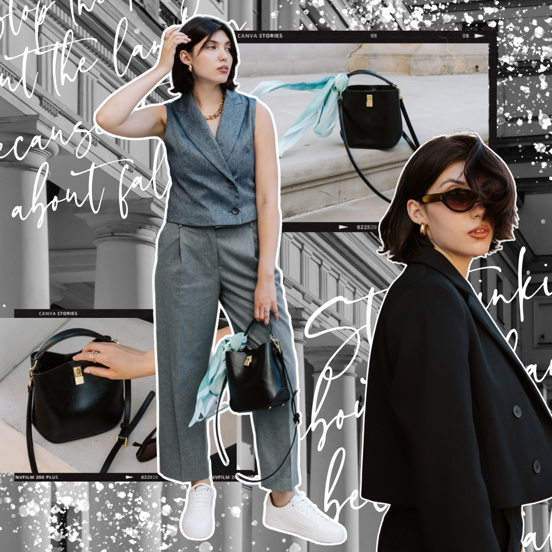 Grey and White Modern Fashion with Shoulder Bag